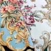 Fonds d'écran imperméable à l'eau PVC Damas 3D Papier peint Rouleau de papier peint en relief de style européen Nordic Flower Revêtement mural Mural de luxe moderne Damask