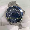 Real Po In Original Box Mens Automatic Watches Men Blue Dial 007 Rostfritt stål Armband Limited Edition Professional Asia 2812422