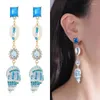 Necklace Earrings Set Summer Series Resin Conch Rhinestone Accessories Gemstone Stud Ring Blue Ocean Suit Bohemian Jewelry Women