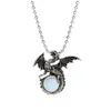 Pendentif Colliers Vintage Fly Dragon En Acier Inoxydable Chaîne Perlée Naturel Pierre Cristal Collier Pour Hommes Punk Bijoux Drop Livraison Pe Dhpqk