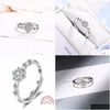 Anelli a grappolo Zirconia creativa Fiocco di neve Fiore Fresco carino Dolce Argento sterling 925 Apertura femminile ridimensionabile Sri365 Consegna a goccia Jewe Dhhlj