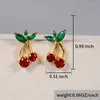 dangle earringsチェリー女性ファッションジュエリーレッドCZジルコン女性クリスタルイヤリングアクセサリーガールギフトパーティー卸売