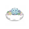 Anneaux Style Square Princess Bague incrustée de pierres précieuses de couleur MTI Européenne et américaine Imitation Zircon Engagement Drop Livraison Je Dhdlq