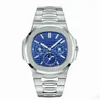 17 styles PP montre de luxe boîtier en argent cadran bleu Na-utilus 40mm hommes AAA montres mécaniques automatiques 5711 horloge en acier inoxydable Cal253k