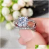 Band Rings Luxury Cross Design Womens Ring Fashion Versatile Female Accessories Bling Crystal Cz Eternity Drop Delivery Jewelry Dhqic