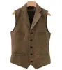 Men's Vests Brown Herringbone Polyester Men Suit Vest Wedding Party Formal Black Blue Red Business Blazer Slim Waistcoat Gilet Wholesale