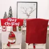 Julstolens bakåtomslag uppsättning av 6, 3D Söta jultomten snögubbe renar xmas middagstolskydd, julstol slipcovers för matsal r