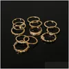 Rings Imucci 12 Pc/Set Charm Gold Color Midi Finger Ring Set For Women Vintage Boho Knuckle Party Punk Jewelry Gift Girl Drop Deliver Dhwbv