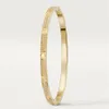 Womens bracelet gold torque bangle Double row diamond luxury jewelry width 5MM hidden inlay process High fade resistant bracelets 292C