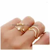 Anneaux Top Qualité Femmes Élégantes Bijoux Bague Ensemble De 4 Pièce Cz Fire Opal Gem Minimaliste Délicat Dames Empilage Cadeaux Mignons Drop Deli Dhw6J