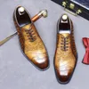 Scarpe eleganti da uomo fatte a mano da matrimonio Oxford in vera pelle brogue da uomo stringate da lavoro formali per uomo