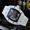 Mode Heren Skeleton Rubber Horloge Automatisch Beweging Mannen Beroemde Designer heren sporthorloges montre de luxe Watches323A