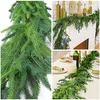 2 PCS Christmas Garlands Norfolk Pine Garland Faux Greenery Garland لقضاء العطلات الداخلية ديكور الوشاح 9 أقدام