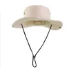 Bérets Mode Summer Sports de plein air Cap Coton Boonie Chasse Pêche Randonnée Safari Seau Chapeau de soleil doux avec sangle réglable