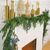 2 Pcs Christmas Garlands Norfolk Pine Garland Artificial Faux Greenery Garland for Holiday Indoor Mantle Decor 9 Feet