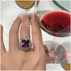 Rings Flower Super Flash Luxury Purple Bright Zirconia Jewelry Lady Ring Prom Valentines Day Anniversary Gift D840 Drop Delivery Dhpy4