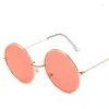 Lunettes de soleil mode femmes rétro rond marque concepteur petit cadre noir rose luxe miroirs métal lunettes de soleil UV400