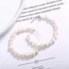 Hoop Earrings 925 Sterling Silver Baroque Pearl Versatile And Simple Style Women's Ornament ES022