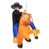 Specjalne okazje Boys Bohater Knight Zorro Riding konia nadmuchiwany kostium Dzieci Dzieci Halloween Purim impreza zawyżona fantazyjna sukienka Cosplay x1004