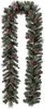 Pre-Lit Artificial Christmas Garland Glittered Pine Cones Berries with Mixed Decorations and Warm White LED Light - 9ft