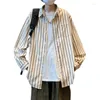Мужские повседневные рубашки 2023, свободные блузки с длинными рукавами, отличный полосатый корейский дизайн, подходящий для всех возрастов, модная великолепная классика C190