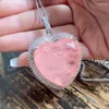 Collane con ciondolo SpringLady 32 32mm Cuore Rosa Tormalina di cristallo Creato Collana di pietre preziose Moissanite per le donne Regalo di gioielleria raffinata