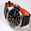 Escapement Time Automatic NH35 Movement Pilot Watch with Type-B or Type-A Black Dial and 42mm Case waterproof 300M253S