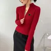 Designer de moda feminina suéteres topos senhoras fino ajuste malha superior malhas feminino cardigan camisola com zíperes curto