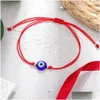 Charm Bracelets Turkish Evil Blue Eye For Women Handmade Braided Rope Lucky Jewelry Red Bracelet Female Drop Delivery Dh7Ps