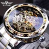 Zwycięzca Transparent Fashion Diamond Luminous Gear Ruch Royal Design Men Man Brand Luksusowy męski mechaniczny szkielet zegarek 2267N