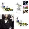 Pins Brooches Exquisite Peacock Zircon Animal Brooch Luxurious Rhinestone With High Quality Retro Ornaments Drop Delivery Jewelry Dhpw3