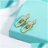 Stud 18K Gold Double Earrings For Women Fashion Luxury Esigner Ol Style Shining Diamond Earing Ear Rings Earring Party Wedding Drop Dhvxr