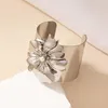 Armreif Metall Blume Manschette Armreifen Für Frauen Trendy Mädchen Mode Perle Breite Öffnen Armband Hand Schmuck