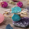 Charm Bracelets Natural Gold Line Turquoises Slab Beads Open Cuff Bangles Fashion Women Silvery Wrapped Howlite Couples318e