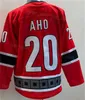 Hommes Hockey 37 Andrei Svechnikov Jersey 20 Sebastian Aho 31 Frederik Andersen 86 Teuvo Teravainen Noir Rouge Blanc Équipe À L'extérieur Tout Cousu Pour Les Fans De Sport Respirant