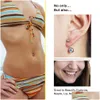 Navel Bell Button Rings 4Pcs/Set Surgical Steel Navel Piercings Crystal Belly Button Rings Navelearring Bar Sexy Woman Body Jewelry Dhurr