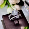 Band Rings Luxury Cross Design Womens Ring Fashion Versatile Female Accessories Bling Crystal Cz Eternity Drop Delivery Jewelry Dhqic