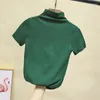 نساء القمصان المرأة tshirts turtleneck الأكمام قصيرة الربيع/الصيف 2023 قميص تي شيرت أسود mujer camisetas