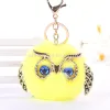 Kawaii Faux Pompom Fur Owl Keychain Women Handbag Wallet Charms Cute Animal Plush Pendant With Keyring Backpack Ornaments Gifts