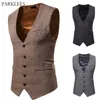 Visgraat Tweed Heren Vest Formeel Business Casual Slim Fit Vesten voor Mannen Retro Britse Stijl Gentleman Mannen Pak Vest Gilet 2266B