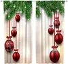 크리스마스 커튼 Xmas Red Balls Rod Pocket 새해 녹색 소나무 가지 가지 전나무 나뭇 가지 겨울 예술 인쇄 거실 침실 창문 드레이프