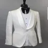 Stilig en knapp elfenbens paisley brudgum tuxedos sjal lapel män kostymer 2 stycken bröllop prom middag blazer jacka byxor slips w889190r