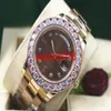 Luxury Watch Day&Date 118205 Mens Everose Gold Chocolate Diamond & Ruby 41MM Bigger Diamonds Watchs Automatic Sapphire Luminous Me2190