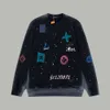 23SS Herensweater met capuchon Handgetekende graffiti 100% katoen Patroon Gespoten 420g Trui met ronde hals Sporttop Dames Casual trui