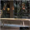 Hanglampen Nordic Houtnerf Klein Nachtkastje Led Lamp Kunst Walnoot Ijzer Tv Achtergrond Woonkamer Bar Decor Hangende Verlichtingsarmaturen Drop Dhv1J