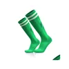 Chaussettes de sport Football pour enfants et bas de football ADT sur les rayures du genou Long tube absorbant la sueur chaussettes antidérapantes livraison directe Outdoo Dhblp