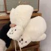 Cute Bear Claw White Gloves Plush Thickened Winter Keep Warm Outdoor Ride Cold Windproof Mittens Hanging Neck Christmas Gift