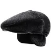 Bérets en velours Sboy pour hommes, casquette plate en polaire solide, chapeaux de conduite d'hiver, chapeau français Vintage, Protection des oreilles Peaky