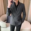 Abiti da uomo Giacca stile cinese con un bottone per uomo Moda bavero Giacca da lavoro casual Masculino Slim Cappotto da sposo per matrimonio