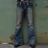 Jeans masculinos homens flared baggy bootcut calças de perna angustiado retalhos designer punk stlye bell bottom denim calças2801